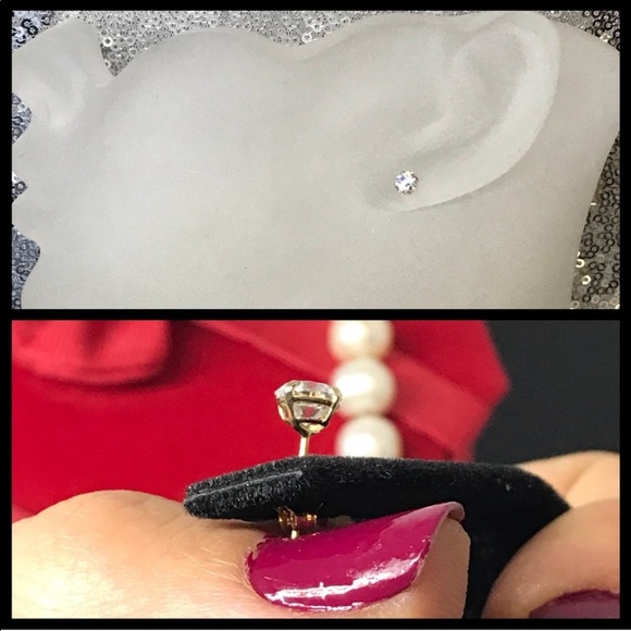 14k solid gold lab created 1ct diamond earrings - Picture 5 of 8